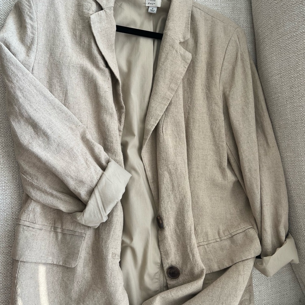 a new day Women's Beige Linen-Blend Blazer - Picture 5 of 5